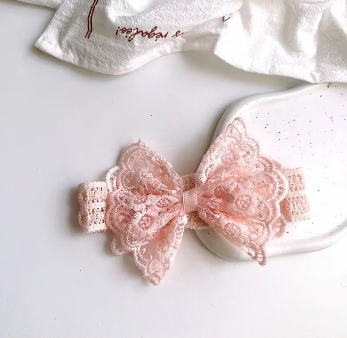 pink lace hairbow clip