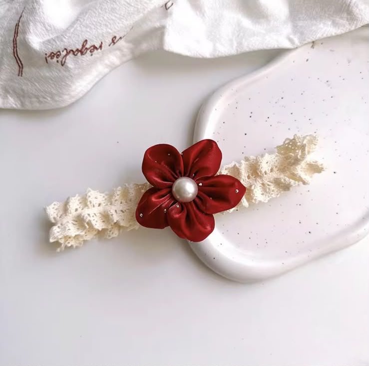 white elastic lace hairband