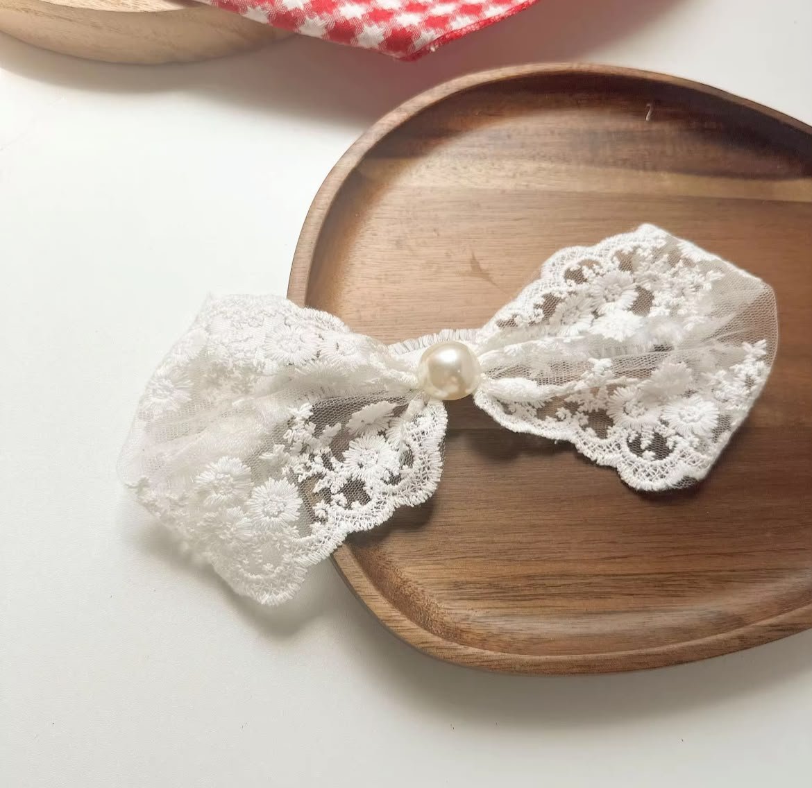 white lace bow hair clip