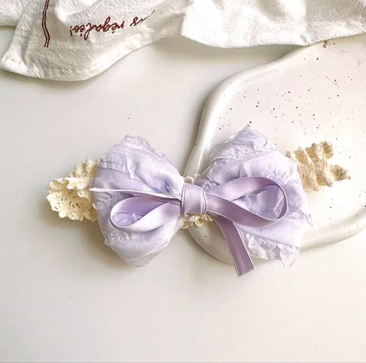lavender lace baby headband