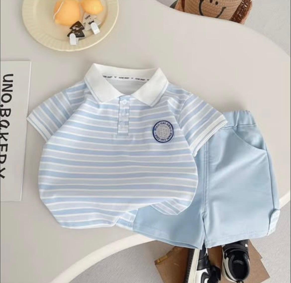 Striped Polo Shirt and Shorts set