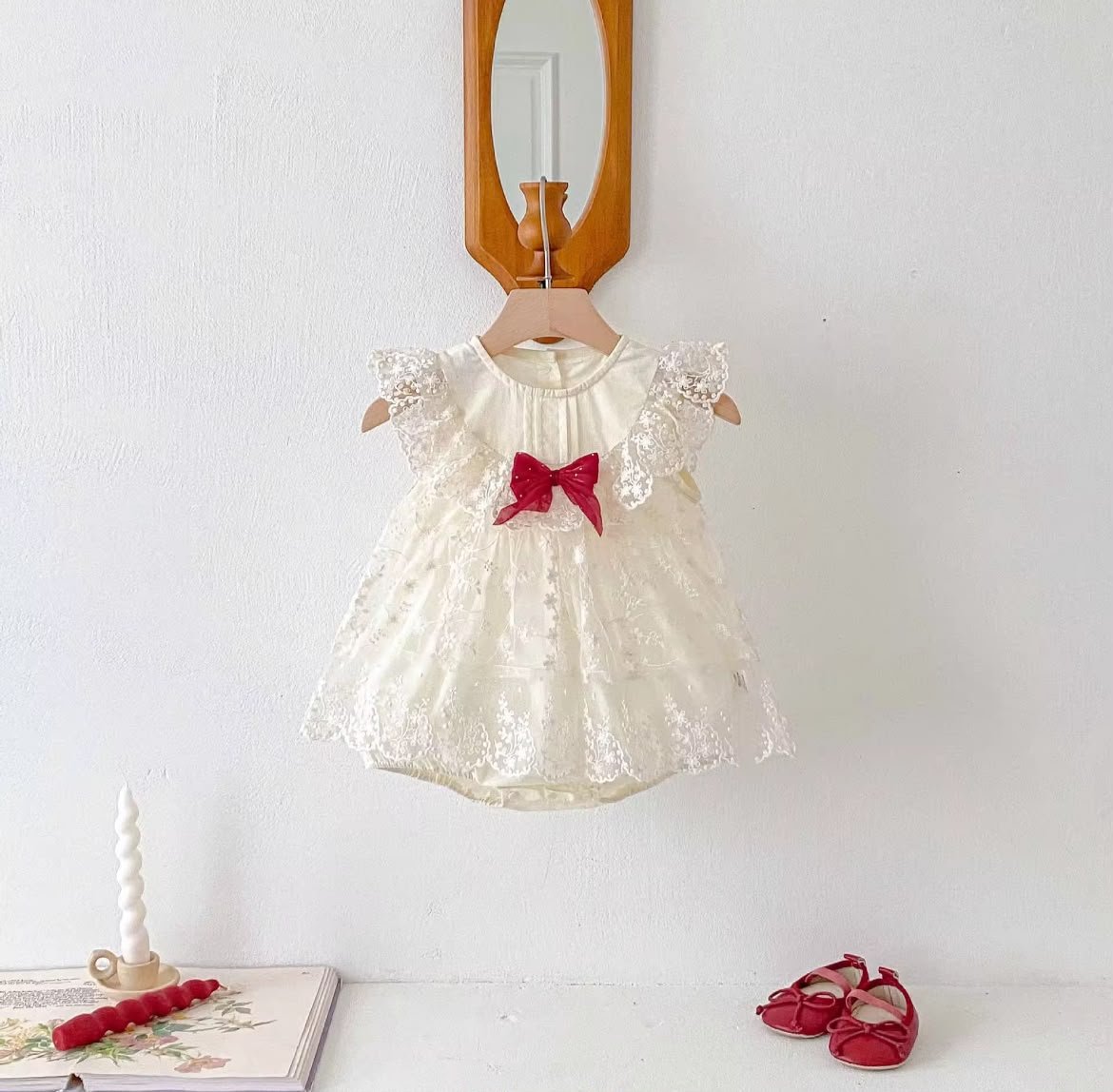 The Velvet Bow Romper Dress